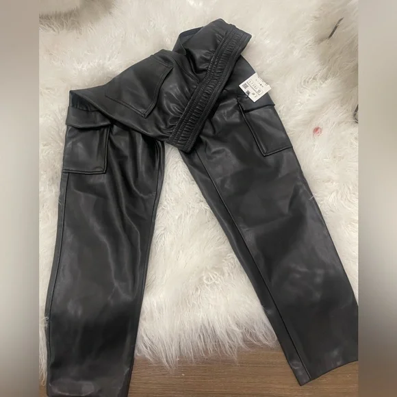 Zara Jeans Zara Cropped Faux Leather Cargo Pants Poshmark